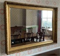 Large antique gold framed dining room wall mirror