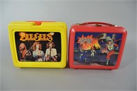 Vtg Lazer Tag & Bee Gees Lunchboxes w/ Thermos'