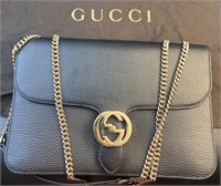 Authentic Gucci Black Leather Interlocking G bag