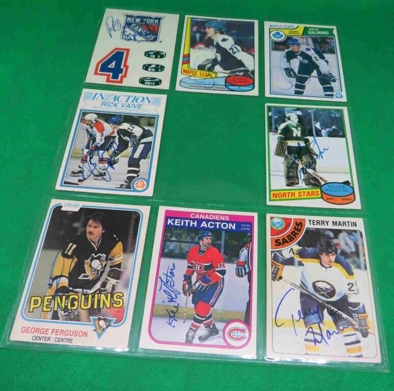 8x SIGNED Vintage 1980's Hockey Cards Salming ++