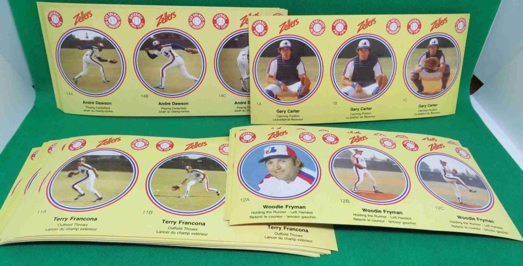 20x 3 Card Sheets 1980's Montreal Expos Carter ++