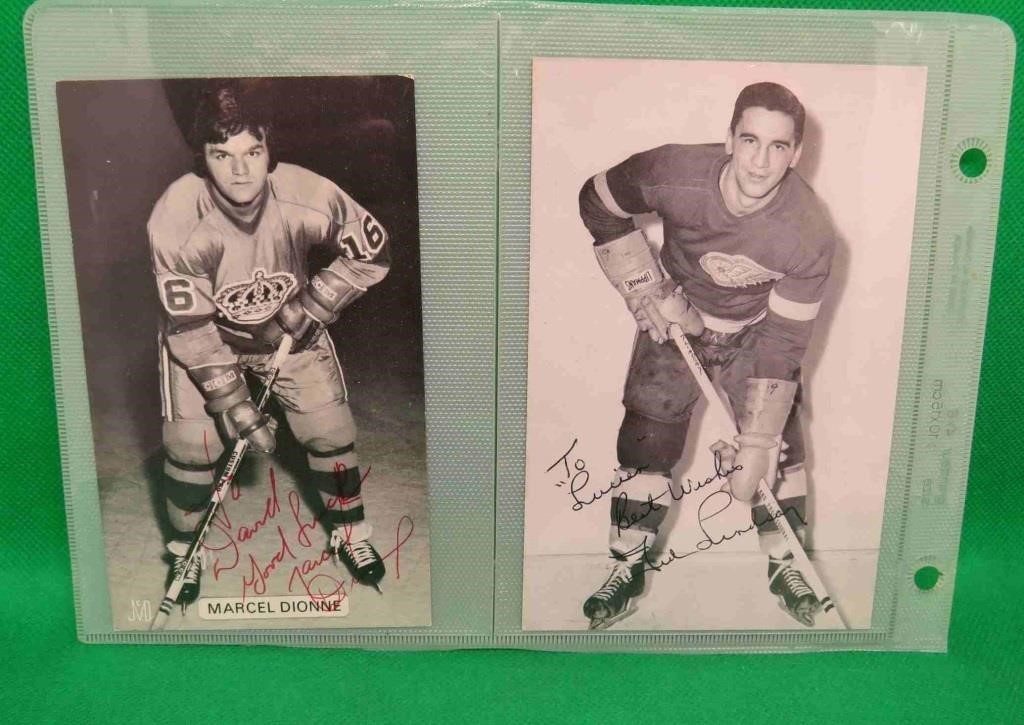 SIGNED Marcel Dionne & Ted Lindsay Postcards