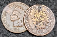 (2) Indian Head Cents: 1873, 1874