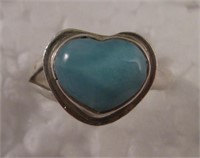 Sterling Silver Larimar Heart Ring