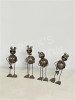 4 metal frog musician ornaments - 9-10" tall