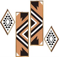 8 Pcs Wood Aztec Boho Wall Art  No Frame