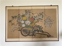 Large folding four panel Asian screen