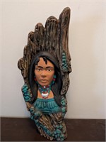 Native American Woman Bust Statue 14"