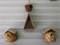 Wooden & Woven Bird Houses