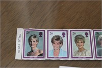 Vintage Princess Diana stamps with end intact