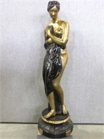 45" TALL 20c PATINATED BRASS STATUE WOMAN & CLOTH