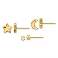 Sterling Silver- Moon/Star Set of 3 Earrings