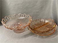 (3) Pieces Pink Depression Glass