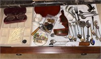 Contents of 1 Drawer, Spoons, Spectacles, etc.