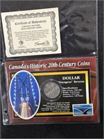 1982 Canada 1 Dollar Coin With Stamp- COA