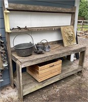 Wood Potting Bench w/Castered Crate