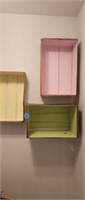 3 RE PURPOSED WOODEN BOXES (WALL HANGINGS)