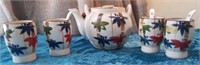 M - CERAMIC TEAPOT & 4 CUPS (L71)