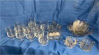 SET OF BRANDY GLASSES, MILK BOTTLES , SET OF