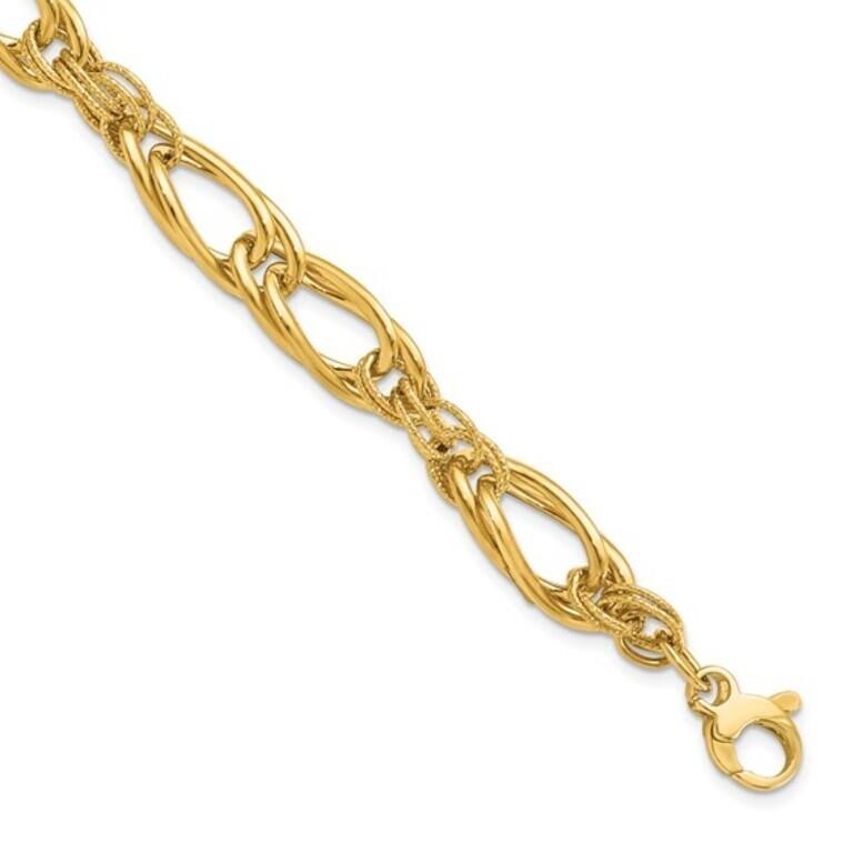 14K- Polished Fancy Link Bracelet