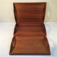 SET 3 NESTING WOODEN TRAYS WITH HANDLES