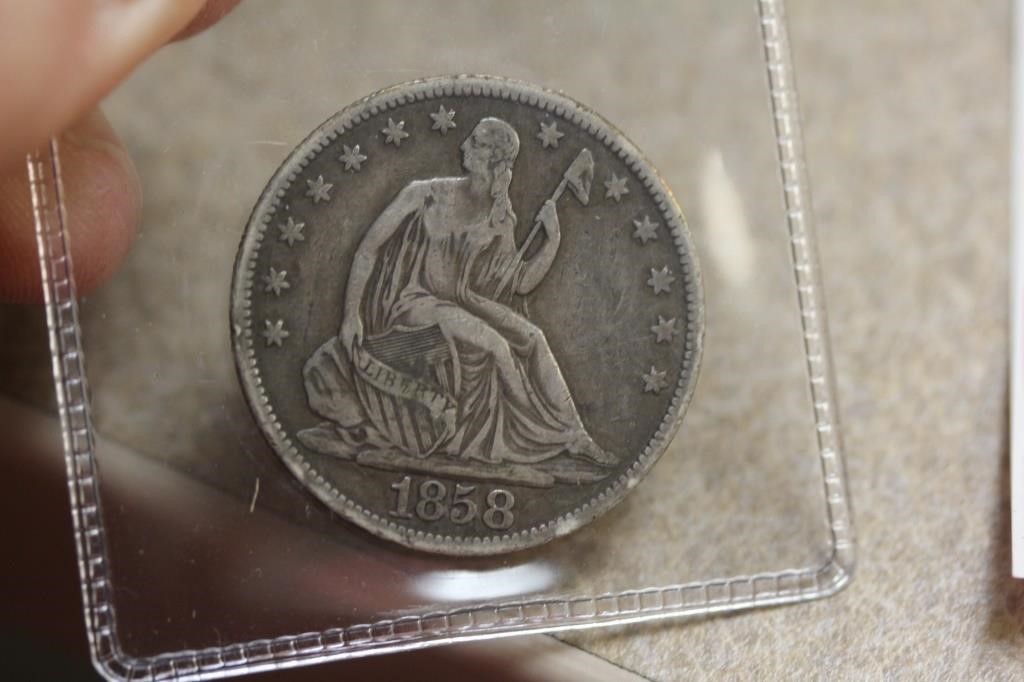 1858 Seated Silver Half Dollar