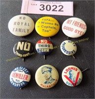 Collection of vintage political pins and others