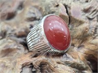 Vintage Men's Silver & Carnelian Ring