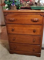 4 DRAWER MAPLE TYPE CHEST, SHOWS WEAR
