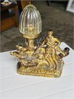 Vintage cast  brass, "The Hunter"  mantel light