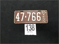 1933 Tennessee PLATE