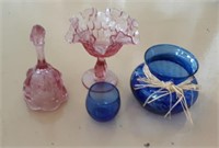 Colored Glass Bowls & Bell