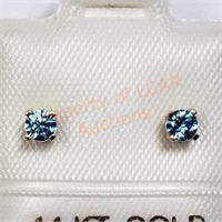 14K Blue Zircon Earrings