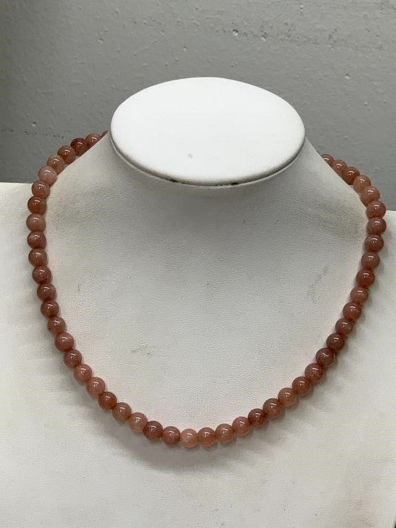 NEW STERLING SILVER/SRILANKAN SUNSTONE NECKLACE