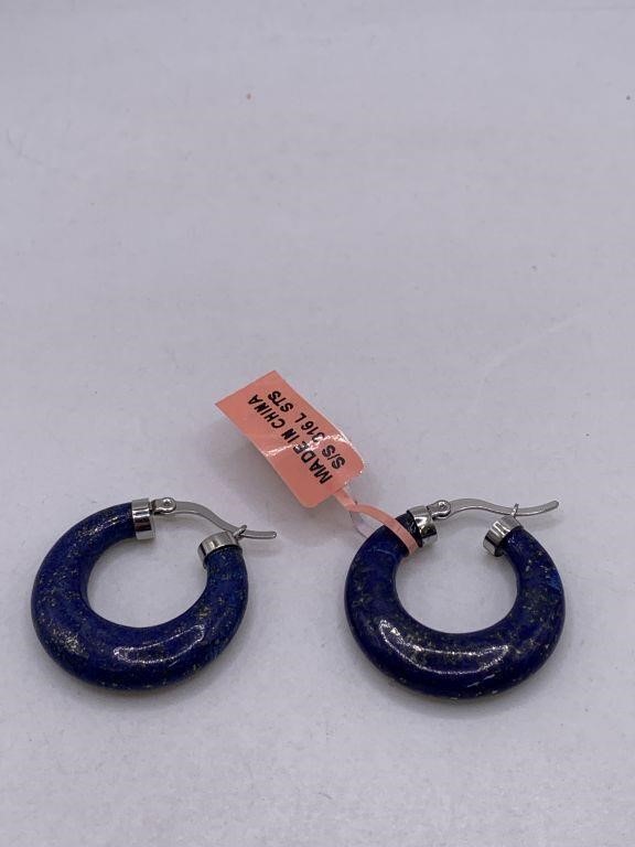 NEW LAPIS LAZULI PIERCED EARRINGS