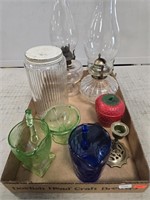 (2) Oil Lamps, Depression Glass and Others