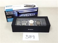 4 Men's Watches + Lighted Watch Storage Case