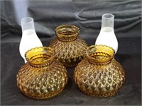 VTG Amber Quilted Lamp Shades & More