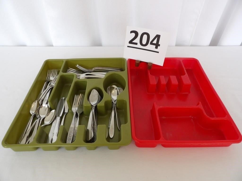 Flatware Assortment & 2 Silverware Trays