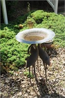 Metal Artwork Bird Bath with Cranes