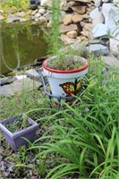 Two Butterfly Planters with Metal Stands