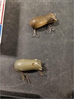 Pair of Vintage Wooden Mouse Fishing Lures