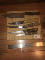 Wood Cutting Board & Kitchen Knives