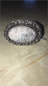 Dendrite opal size 8 ring german silver