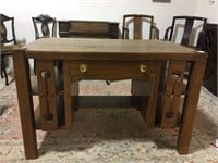 ARTS AND CRAFTS OAK LIBRARY DESK