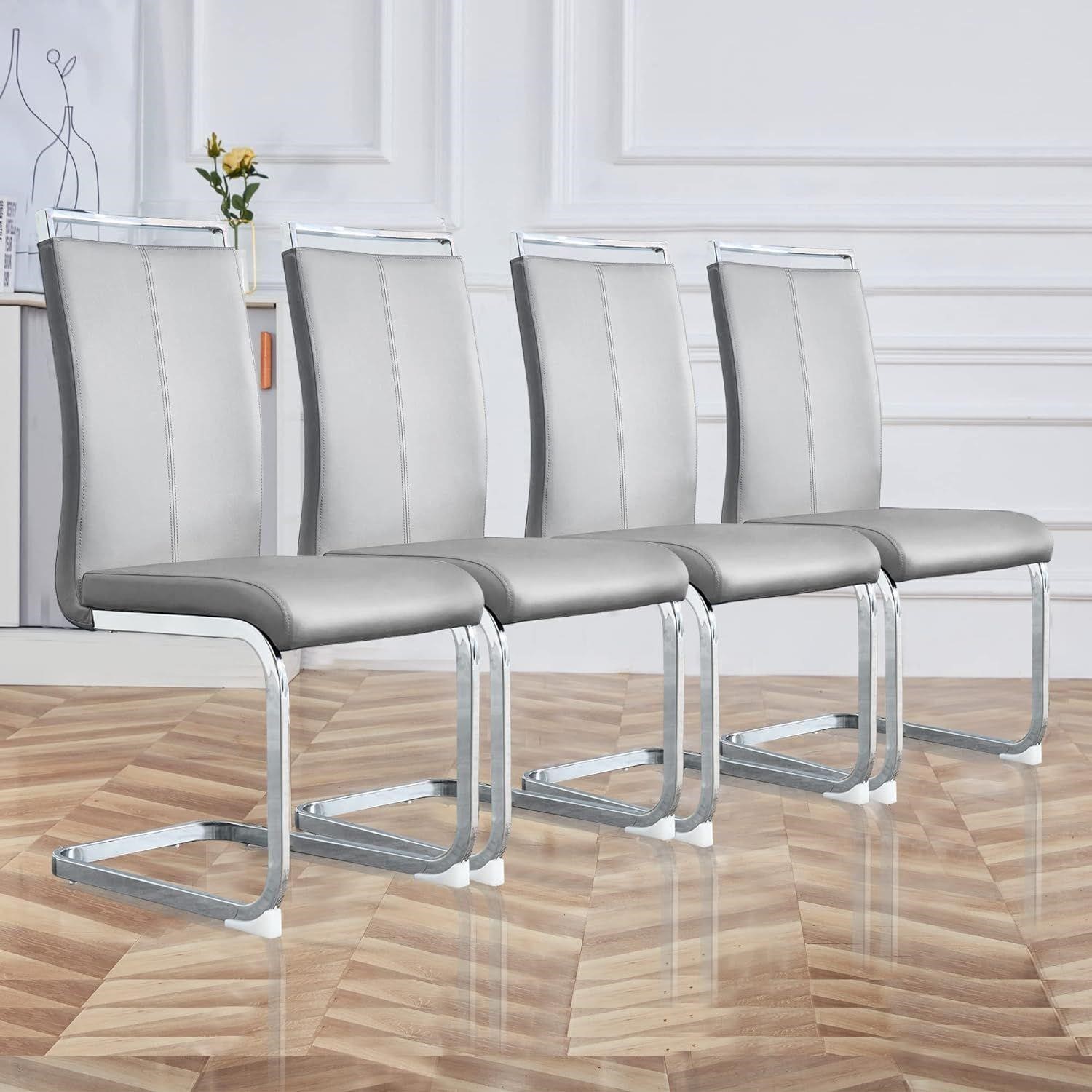 gopop Dining Chairs Set  Light Gray  Set of 4