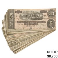 PACK OF (100) 1864 $10 CSA CONFEDERATE NOTES VF+