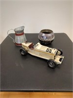 Tin Car, Tin Pitcher and Mosaic Candle