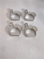 Set of 4 seagull pewter rooster napkin rings