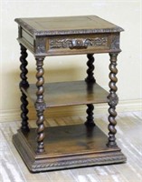 Louis XIII Style Oak Barley Twist Side Table.